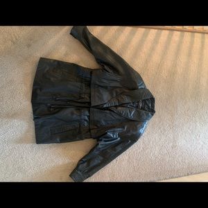 black leather jacket